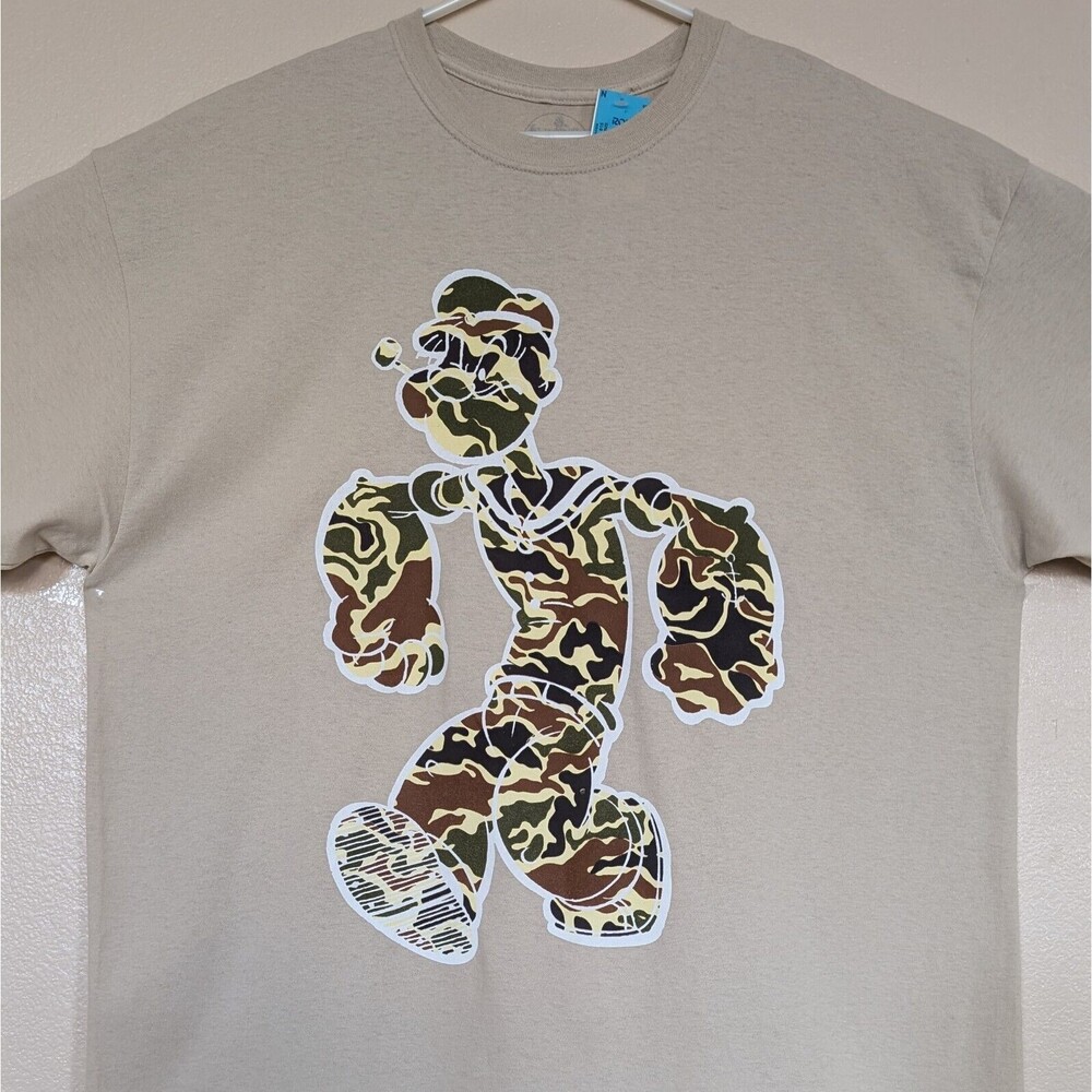 Camo Popeye Walking 2XL T-Shirt Popeye The Sailor Man Camouflage Silhouette NWT